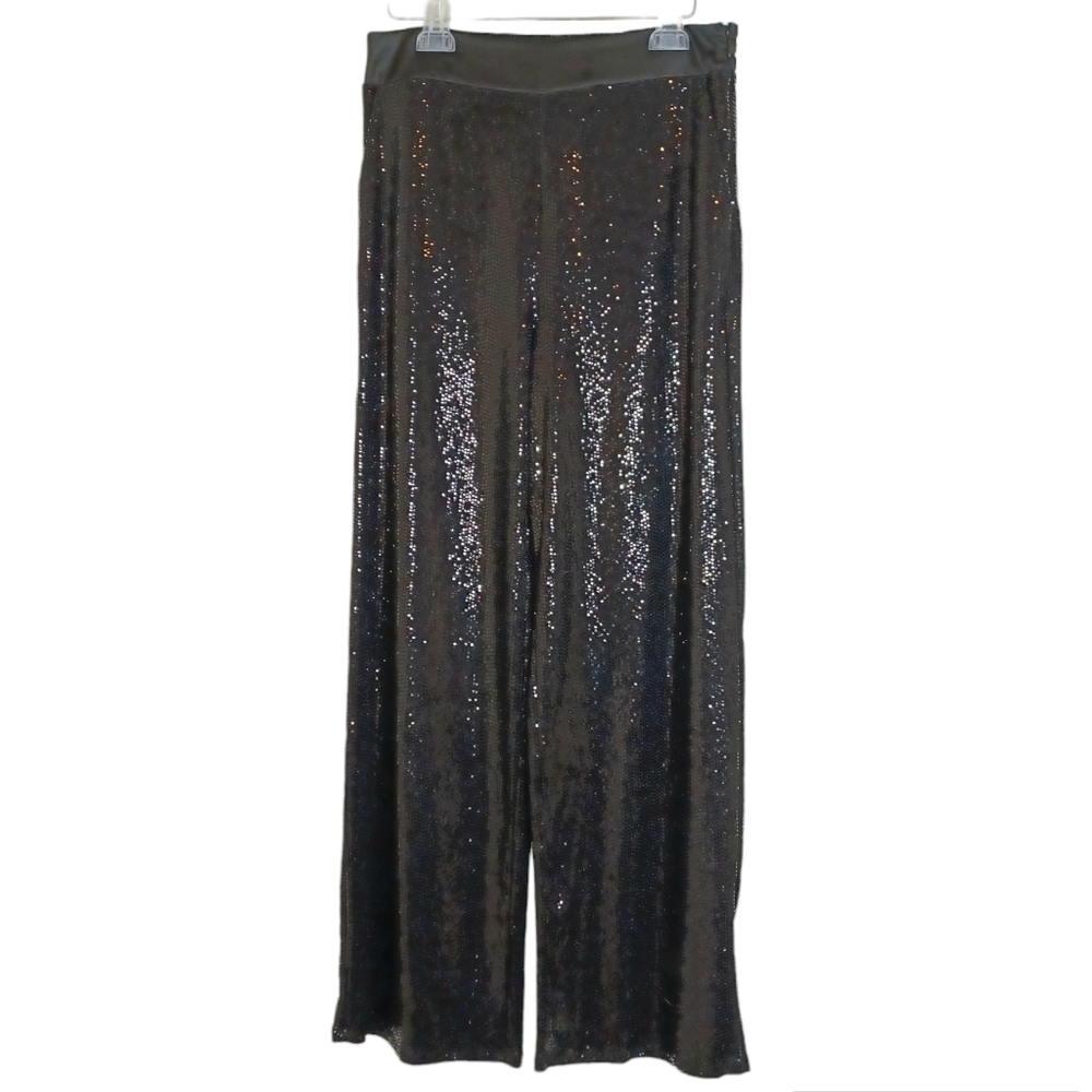 Gibson Sequin Wide Leg Pants Women's Size Medium Black
